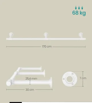 SONGMICS Perchero Pared Metal Blanco