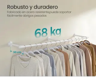 SONGMICS Perchero Pared Metal Blanco