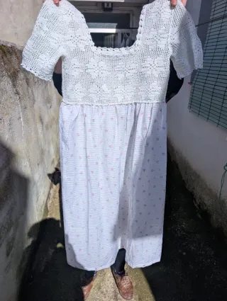 Vestido/Camisón Crochet y Estampado Floral