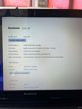 Portátil Lenovo G50-30 Negro/Plateado