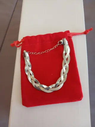Pulsera Acero Inoxidable Plateada Trenzada