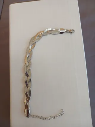 Pulsera Acero Inoxidable Plateada Trenzada