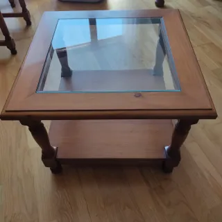 Mesa auxiliar pino miel cristal