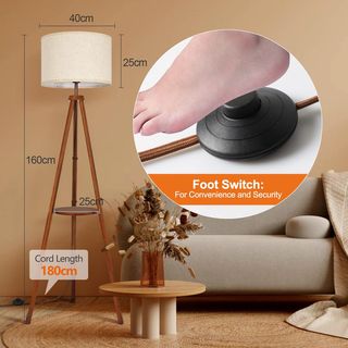 Lámpara Trípode Madera estante y Control Remoto