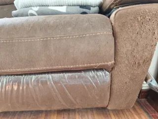 Sofá 3 plazas 2 reclinables marrón chocolate