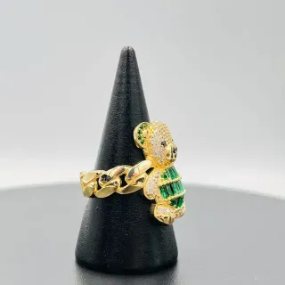 Anillo Oso Circonitas Verde 18K
