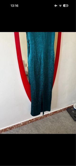 Vestido Jacquard Verde Turquesa plateado azul