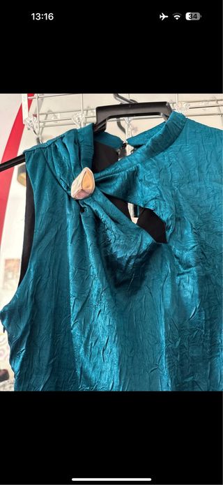 Vestido Jacquard Verde Turquesa plateado azul