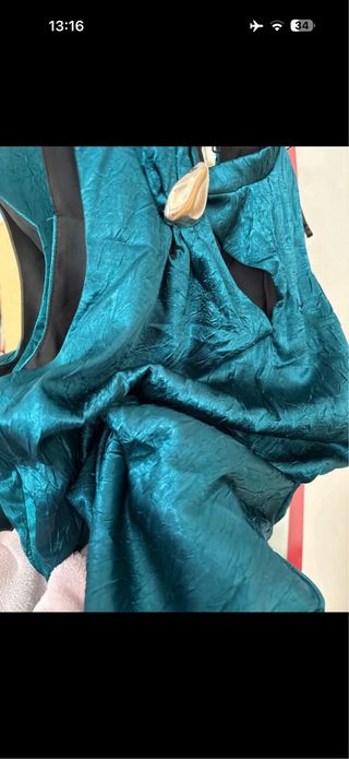 Vestido Jacquard Verde Turquesa plateado azul