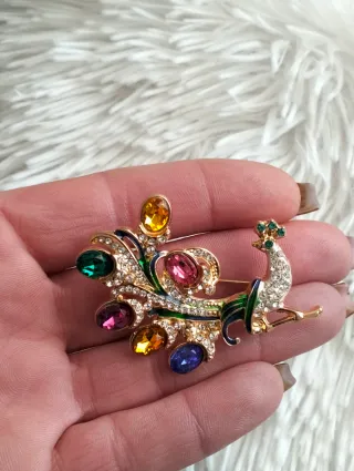 Spilla donna pavone con strass