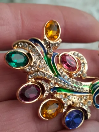 Spilla donna pavone con strass