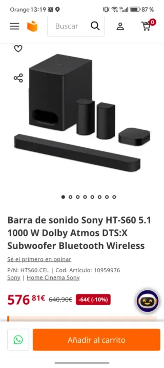 Barra de sonido Sony HT-S60 5.1