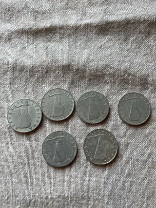 6 Monete 5 Lire Italiane Delfino