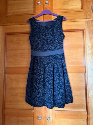 Vestido Negro Diseño Terciopelo Original