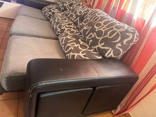 Sofá 3 plazas tela y piel