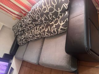 Sofá 3 plazas tela y piel