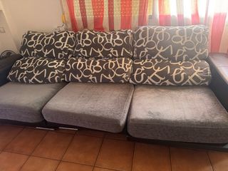 Sofá 3 plazas tela y piel