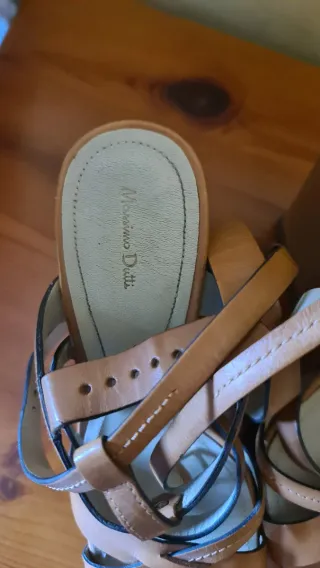 Sandalias Cuña Piel Massimo Dutti Marrón
