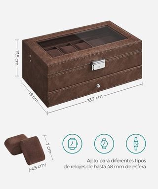 Caja Relojes 12 Ranuras SONGMICS JWB012K01