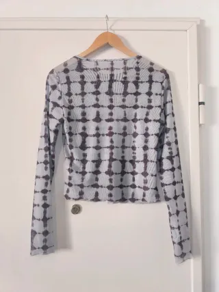 Camiseta manga larga estampada gris/marrón Talla L