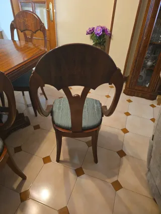 Mesa extensible vintage + 6 sillas + mesa auxiliar