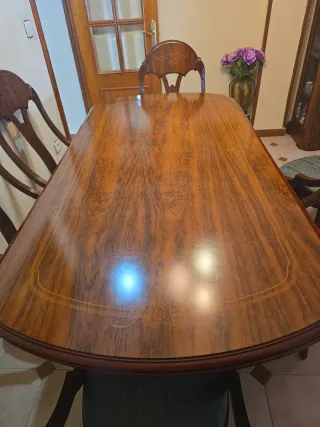 Mesa extensible vintage + 6 sillas + mesa auxiliar