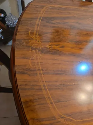 Mesa extensible vintage + 6 sillas + mesa auxiliar