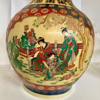 Jarrón Chino Satsuma Antiguo Grande