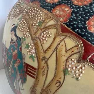 Jarrón Chino Satsuma Antiguo Grande