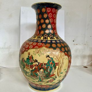 Jarrón Chino Satsuma Antiguo Grande