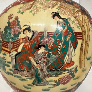 Jarrón Chino Satsuma Antiguo Grande