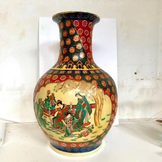 Jarrón Chino Satsuma Antiguo Grande