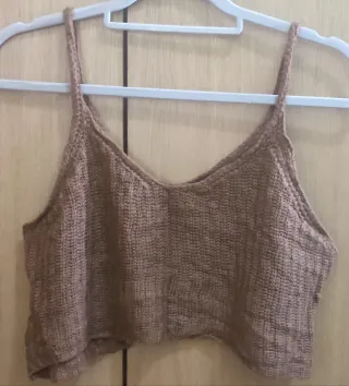 Top de punto marrón talla única