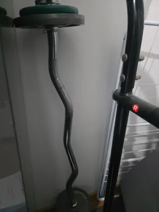 Pesas y discos de gimnasio.  Escucho ofertas