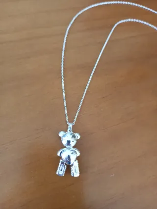 Colgante Oso Corazón Rojo Plateado