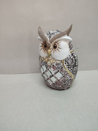 Búho Resina con Cristales Espejo 15 CM Alto