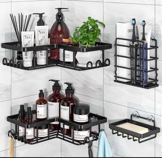 Set Mensole Bagno Adesive Nere