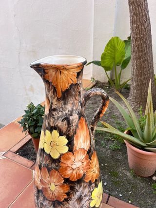 Jarrón cerámica vintage de 71 cm. Pintada a Mano