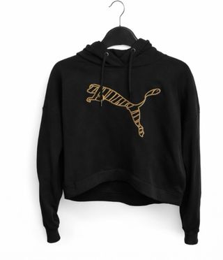 Sudadera Puma Negra con Logo Dorado