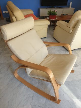 Sillón mecedora Ikea Pöang funda piel
