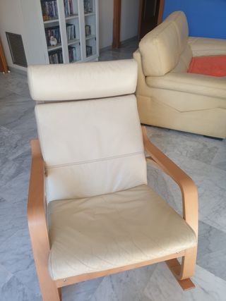Sillón mecedora Ikea Pöang funda piel