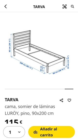 Cama individual TARVA madera Ikea