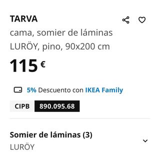 Cama individual TARVA madera Ikea