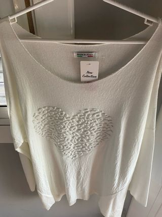 Blusa Corazón Blanca Talla Única Sin Estrenar