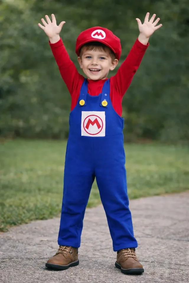 Salopette Mario  e Luigi Bros + capello+ maglietta