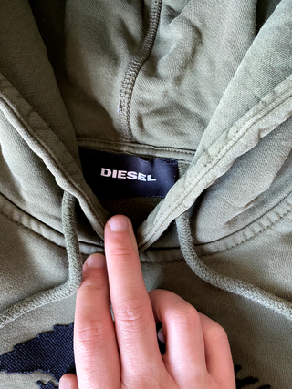 Diesel hoodie verde logo parche M hombre