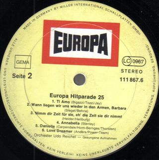 Vinilo Europa Hitparade 25 Orchester Udo Reichel