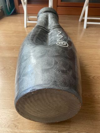 JARRON DECORATIVO CERÁMICA NEGRO/PLATA RELIEVE