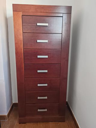 Dormitorio madera maciza: 2 cómodas + 2 mesitas