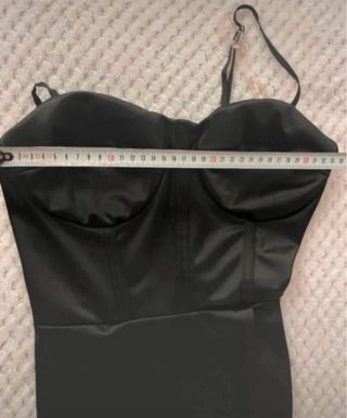 Vestido largo liso saten negro tirantes elegante S